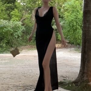 High Slit Black Dress